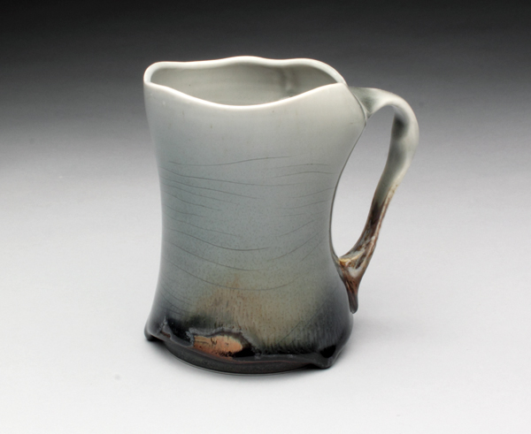 9 Mug, 6 in. (15 cm) in height, porcelain, fired to cone 10 in reduction, 2017. 
