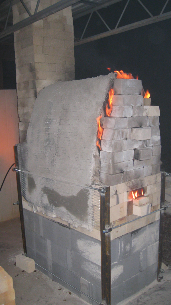  4 View of kiln firing.
