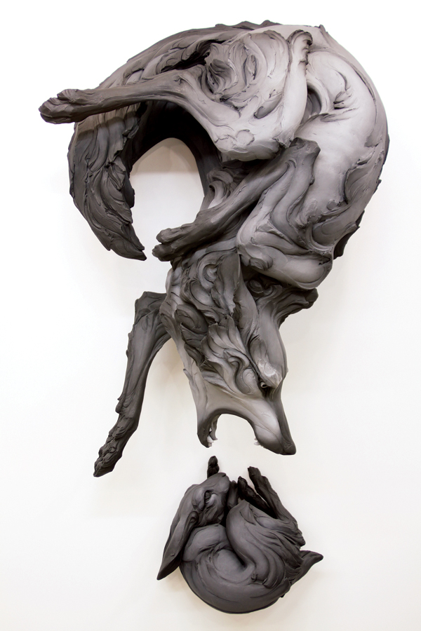 2 Beth Cavener’s The Question That Devours, 5 ft. 3 in. (1.6 m) in height, stoneware, paint, 2012.