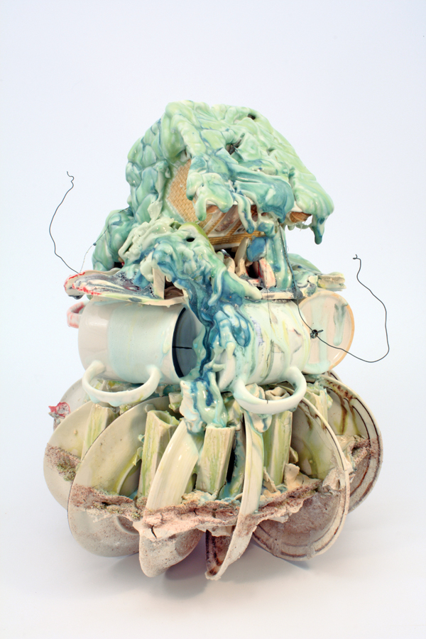 2 Daniel Bare’s Envelop (Re/Claim Series), post-consumer ceramic objects, porcelain, glazes, 2014.
