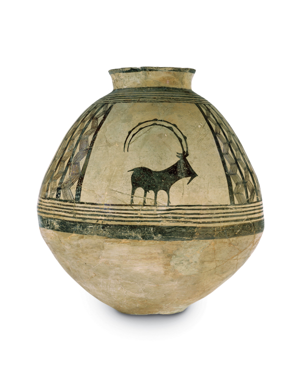 4 Storage jar decorated with mountain goats, ceramic, paint. Chalcolithic period. ca. 3800–3700 BCE, Central Iran. Courtesy of The Metropolitan Museum of Art: Purchase, Joseph Pulitzer Bequest, 1959.