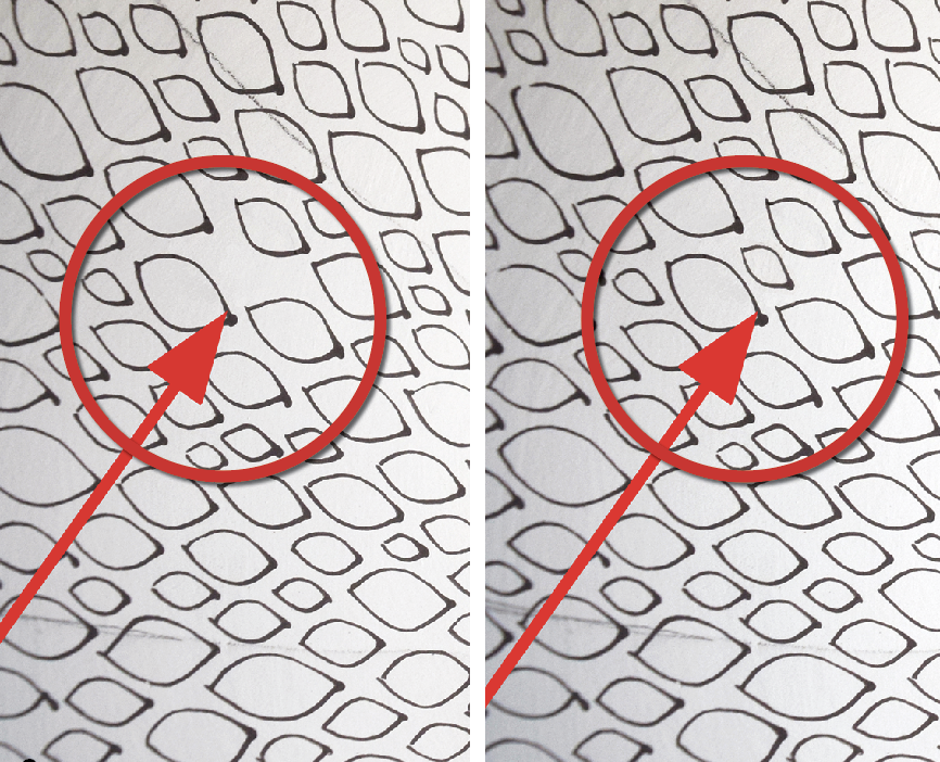 9 Example of a hole in the pattern fixed by adding a small shape.