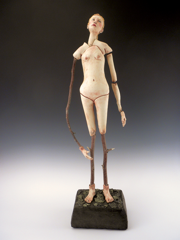 2 Jane Kelsey-Mapel’s Adolescence Revisited, 34 in. (86 cm) in height, ceramic, wood, steel, concrete, 2016. 