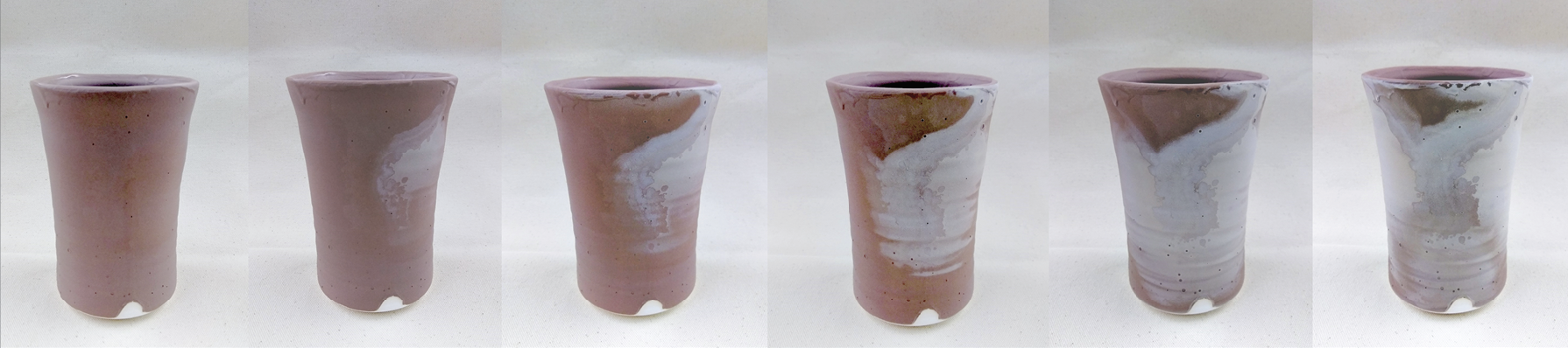 3 From left to right: salt crystals growing on the surface of the glaze as a result of drying.