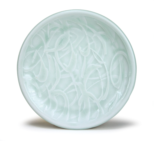 2 Andy Shaw’s dessert plate, 6 in. (15 cm) in diameter, porcelain, glaze, 2017.