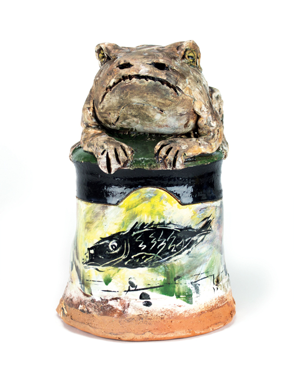 3 Ron Meyers’ Frog Jar, 10 in. (25 cm) in height, earthenware, glaze, 2017.