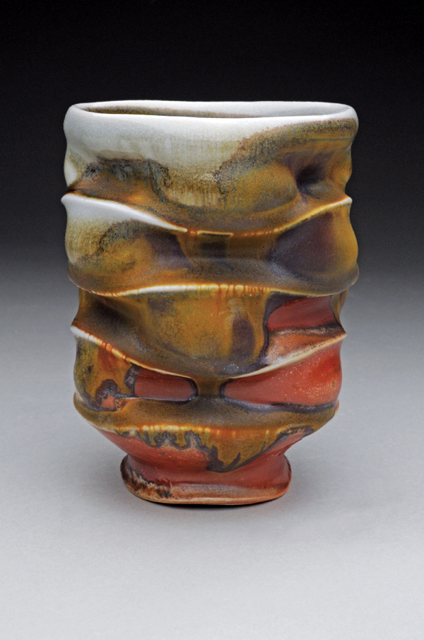 2 Yunomi, 4½ in. (11 cm)in height, wood-fired stoneware, 2017. Fired in Dan Anderson’s Mounds Anagama, which is named after the Cahokia burial mounds prevalent near Southern Illinois.