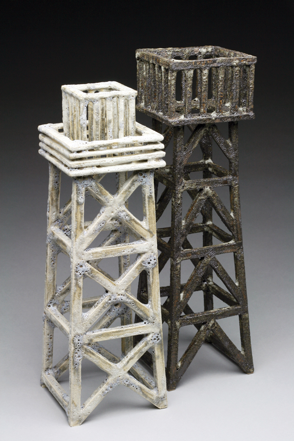2 Stephanie Craig’s Tower III and IV, ceramic.