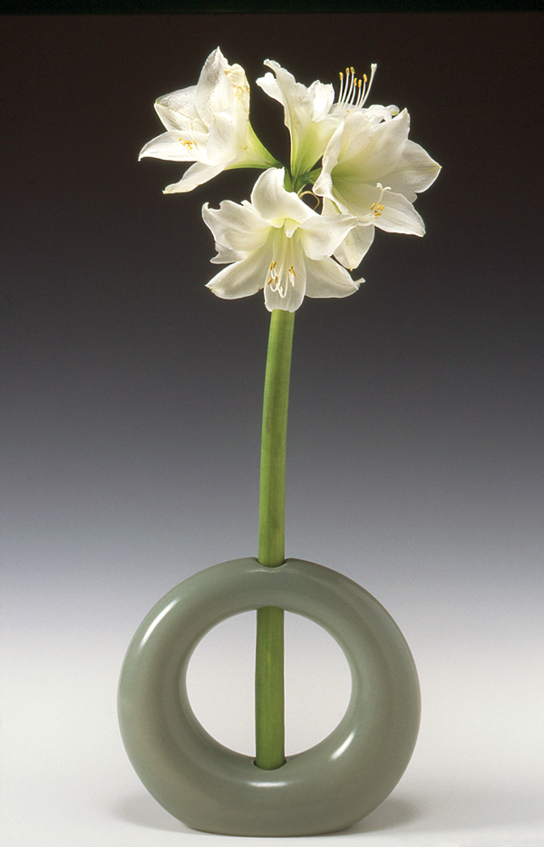 1 Dirk Romijn’s Amaryllis Vase, 12½ in. (32 cm) in length, ceramic, celadon glaze.