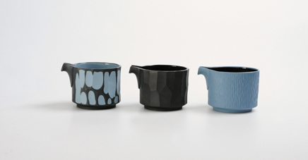 7 Milk jugs, to 4½ in. (11 cm) in height, slip-cast porcelain. Photo: Catherine Dineley.