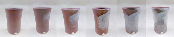 3 From left to right: salt crystals growing on the surface of the glaze as a result of drying.