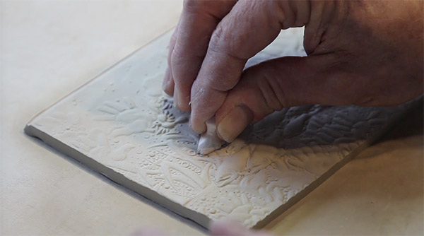 Dennis Meiners texturing a slab.