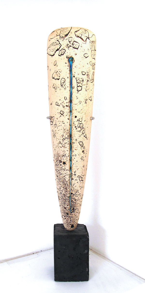 1 Anna Whitehouse’s Celt with Channel, glazed stoneware, mixed media.