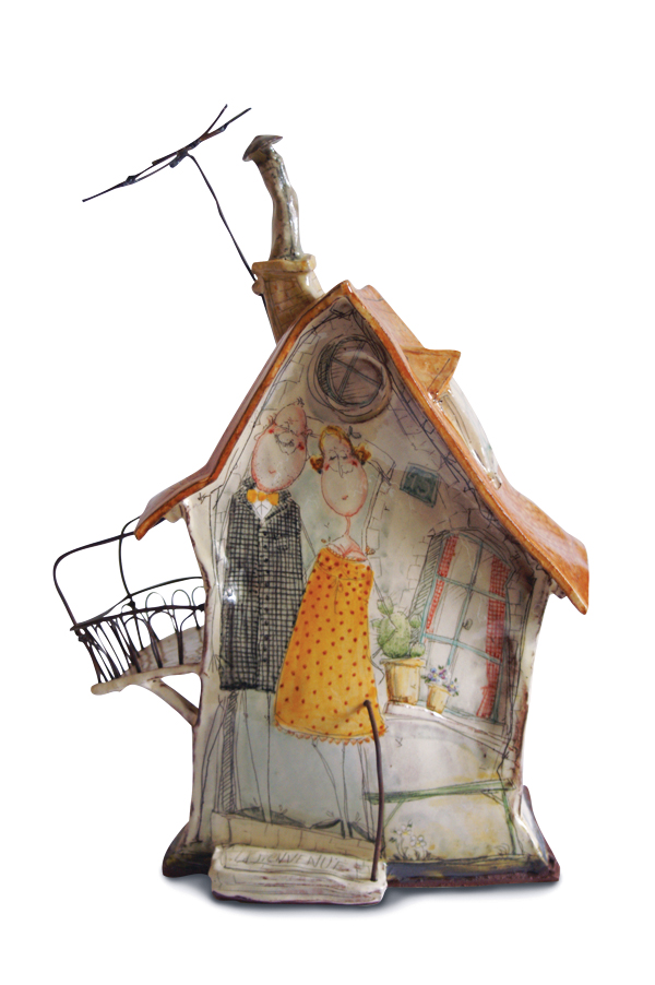 7 House, 17 in. (43 cm) in height, paper clay, glaze, 2015.