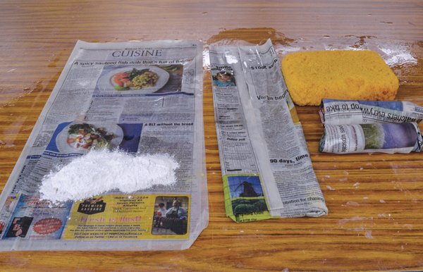 12 Make small ¼-pound soda burritos (Gail Nichols Soda Mix, see page 96) in wet newspaper. Allow to set after rolling.