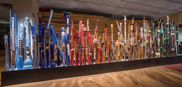 3 Tony Jojola and Rosemary Lonewolf’s Artfence, 30 ft. (9 m) in length, glass, clay. Photo: Craig Smith, Heard Museum.