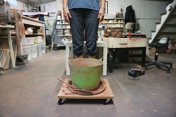 1 The ideally sized slop bucket on wheels. It holds about 40 pounds of clay. 