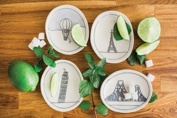 Nicole Aquillano’s small plates, shown with sugar, limes, and mint, photographed by Cara Rufenacht. Mojitos, anyone?