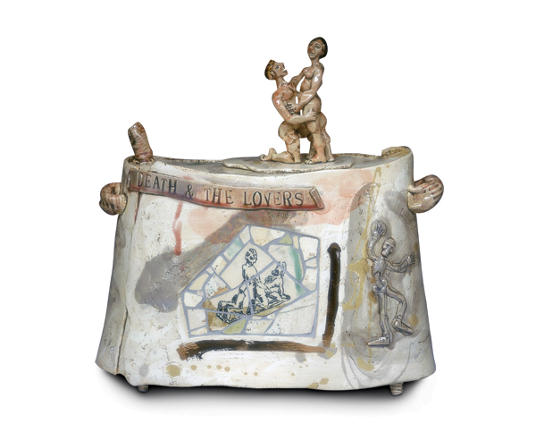 5 Stephen Dixon’s The Choice of Hercules, 151/2 in. (39 cm) in height, glazed earthenware, 1998. Photo: Jon Bolton.