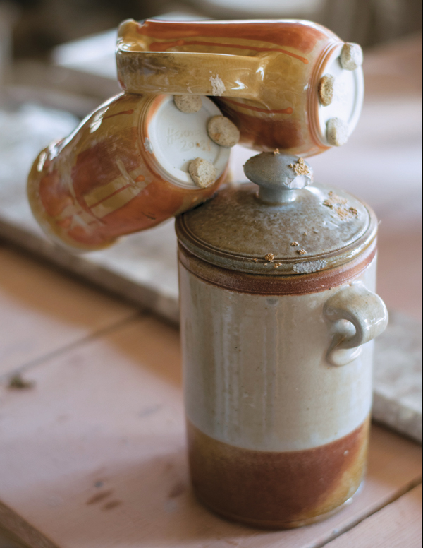 3 Casey Clark’s lidded jar fused together with two of Paul Herman’s mugs. Photo: Sarah Lillegard.