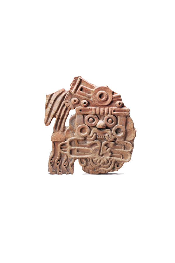 7 Storm God on a ceramic battlement, 400–500 CE.