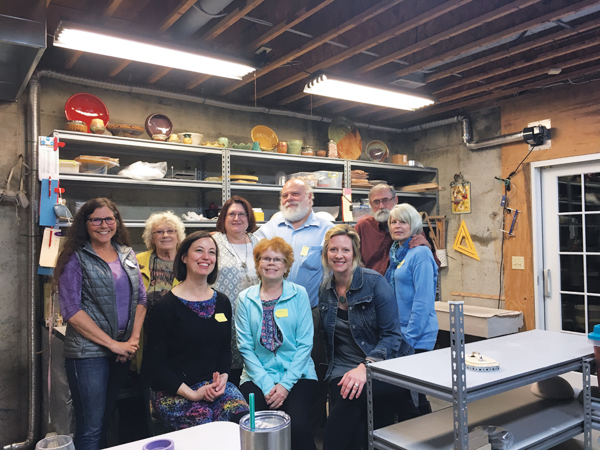 1 Group photo taken during the first Clay Club meeting. Back row: Cindy Frick, Gaye Ann Hutton, Janet de Agüero, Miguel de Agüero, John Dawson, and Molly Dawson. Front row: Jennifer Higerd, Kathy Wharton, and Kelly Brinkmann.