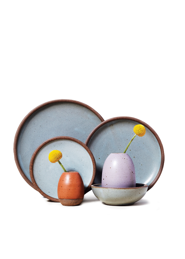 2 East Fork’s Spring/Summer 2018 Seasonal Palette, Side Plates in Utah and Taro, ceramics, 2018. Photo: Tropico for East Fork.t