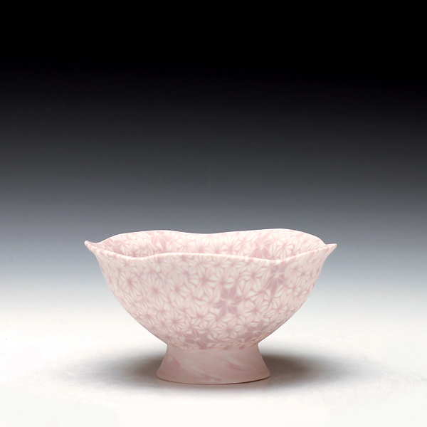 5 Asanoha bowl, 6 in. (15 cm) in diameter, handbuilt nerikomi porcelain, fired to cone 6, 2018. Photo courtesy of Schaller Gallery.