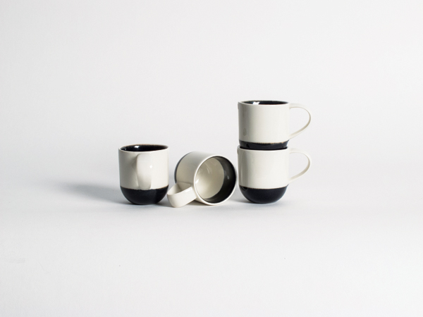  11 Espresso cups, 2¼ in. (6 cm) in height, cast porcelain, hand painted, fired to 2300°F (1260°C).