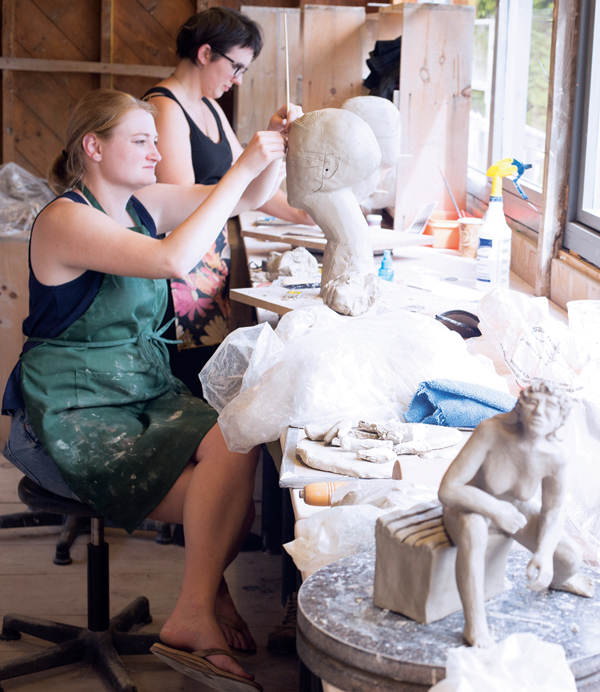 Students in the 2015 workshop, The Figure Dynamic: Creating Narratives in Half Scale and Under, taught by Tip Toland, at Haystack Mountain School of Crafts, Deer Isle, Maine. 