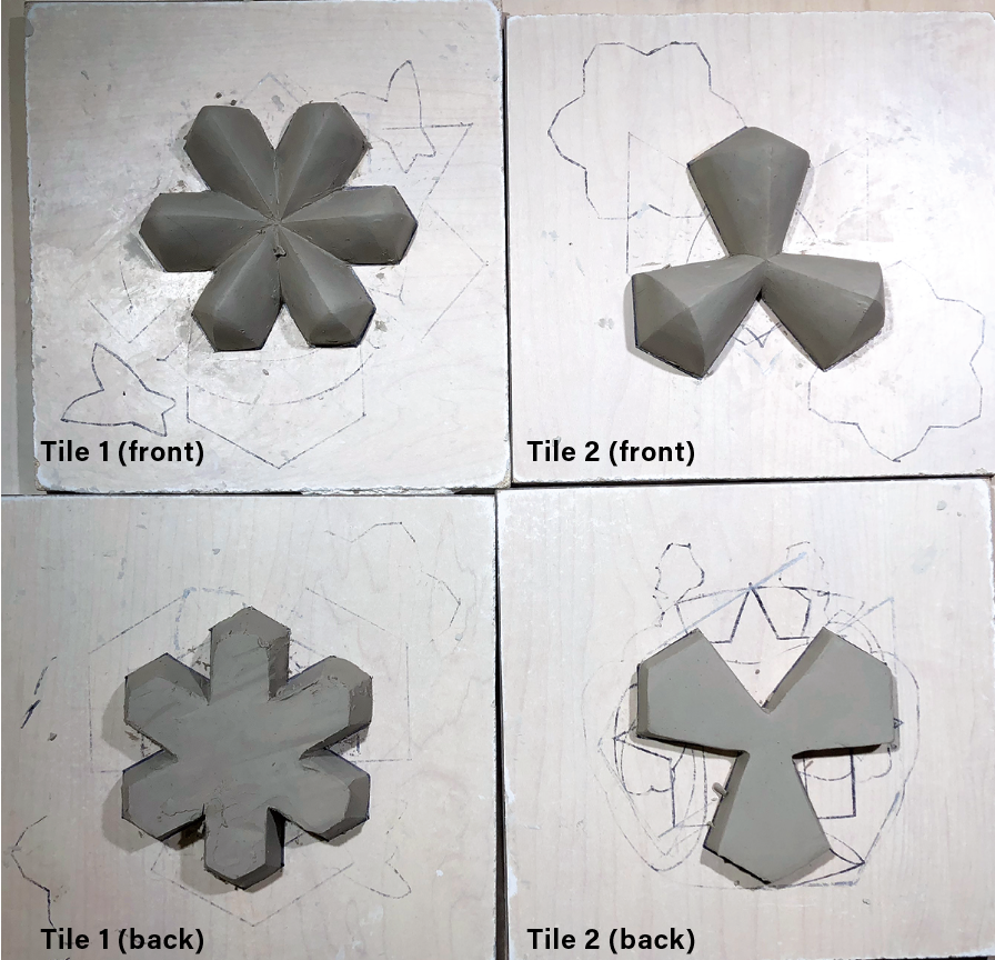 2 Once the clay is leather hard, fine tune the prototypes further using serrated loop tools and ribs.