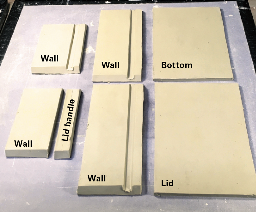 3 The four wall slabs are 5/8 inch thick, with one short wall cut for the top sliding slab. The bottom and lid slabs are 3/8 inch thick.