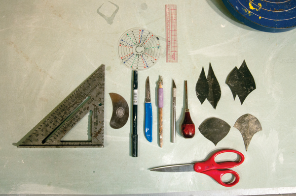 10 Tools used to create carved and patterned surfaces.