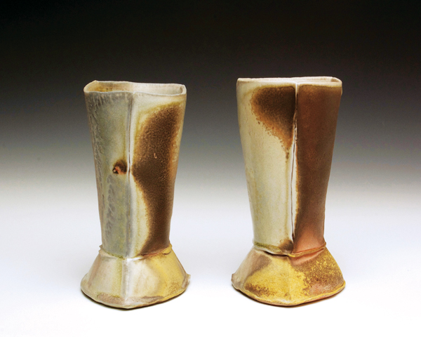 5 Tumbler set, 7 in. (18 cm) in height, porcelain, wood fired to cone 10, 2016. 