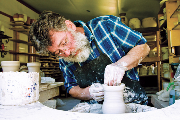 Dan Finnegan at work in his studio. Photo: Kenneth Lecky. 