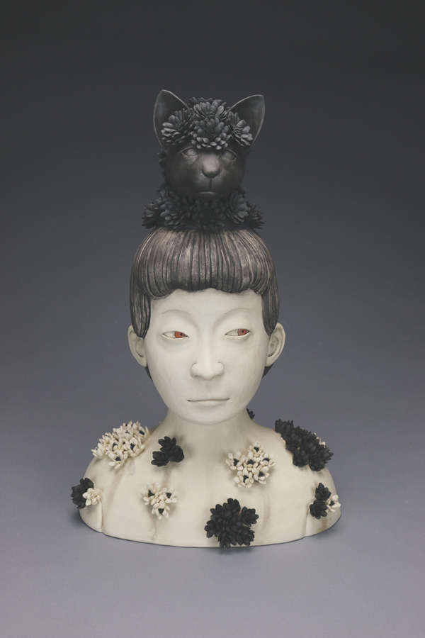 2 Gunyoung Kim’s Blooms I, 18 in. (46 cm) in height, porcelain, underglaze, 2018.
