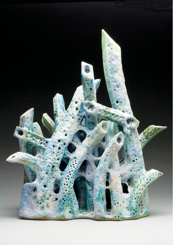 2 Todd Leech’s Growth, 24 in. (61 cm) in height, handbuilt stoneware, glazed, sandblasted.