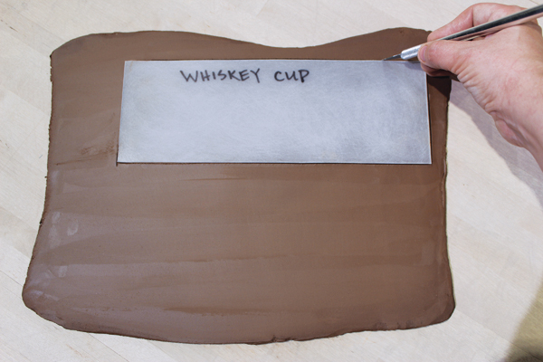 1 Use a template to cut a rectangle from your slab.