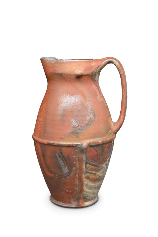 6 Stephen Heywood’s pitcher, 12 in. (30 cm) in height, wood-fired stoneware, reduction cooled, 2019. 