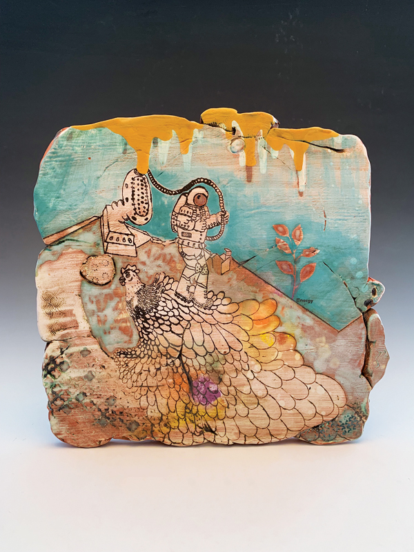 4 Shanna Fliegel’s Use and Consumption, low-fire clay, underglaze, oxide wash, 2019. 