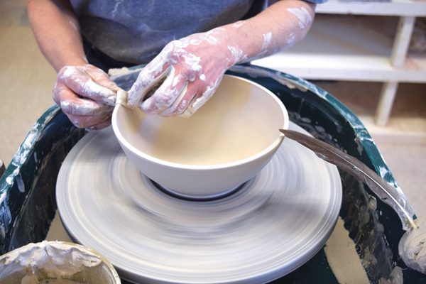 1 Throw 3 bowls, with the third bowl wider and shallower than the first two.