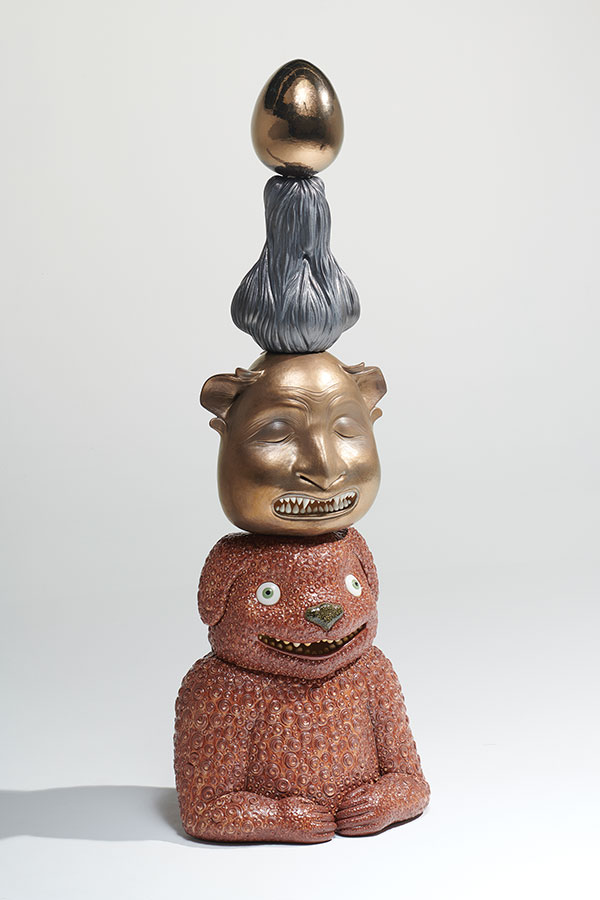 1 Malene Hartmann Rasmussen’s Fantasma [Ghost] (totem), 6 ft 5 in. (2 m) in height, ceramics, 2019. Photo: Sylvain Deleu.