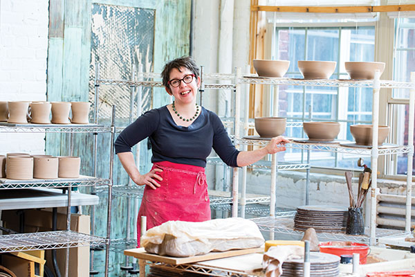 Tiffany Hilton pictured in her studio in Northampton, Massachusetts. Photo: Lynne Graves.