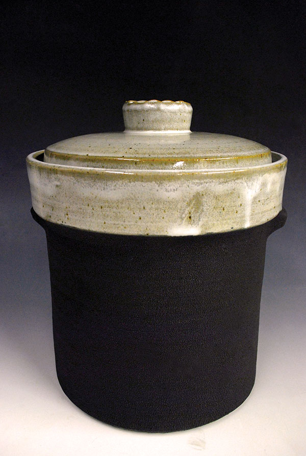 3 Fermentation crock, 11 in. (28 cm) in height, stoneware, glazes, 2018. 