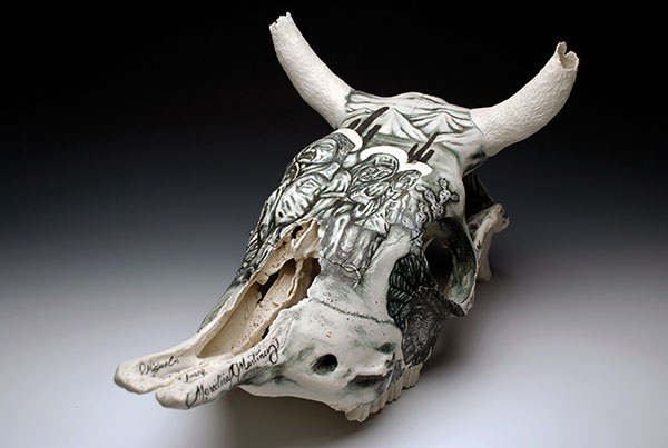 1 Assimilation, 22 in. (56 cm) in length, porcelain, underglaze, 2009.