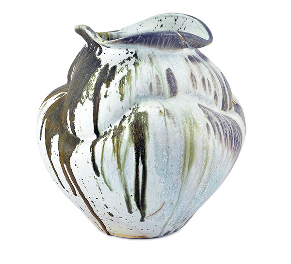 1 Perry Haas’ large jar, 17 in. (43 cm) in height, porcelain, glaze, 2019.