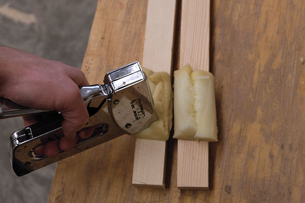 5 Staple pieces of foam to areas on the braces that will come into contact with delicate parts of the sculpture.