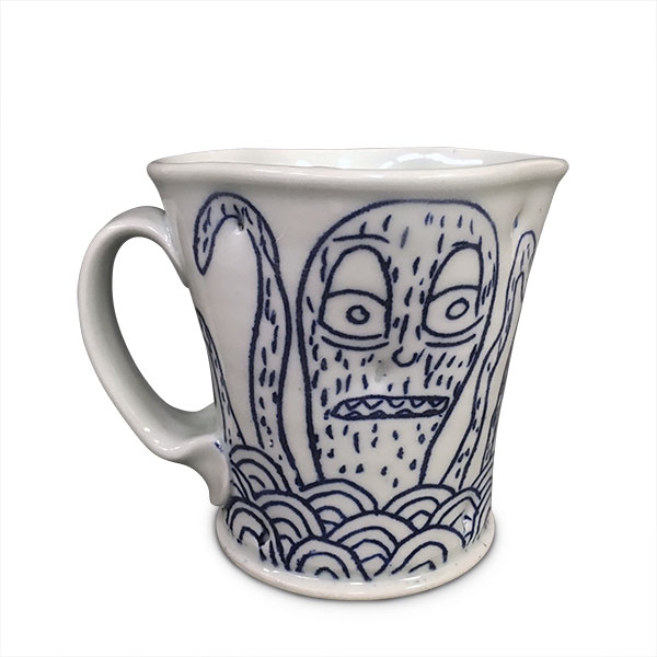 7 Jen Allen and Kurt Anderson’s Octo Mug, 4 1/4 in. (11 cm) in height, porcelain with inlay, 2018.
