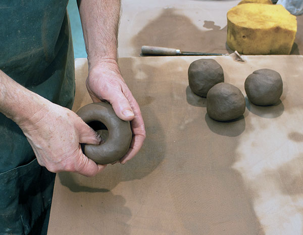 1 Start with a ball of clay weighing about 1–1¼ pounds.