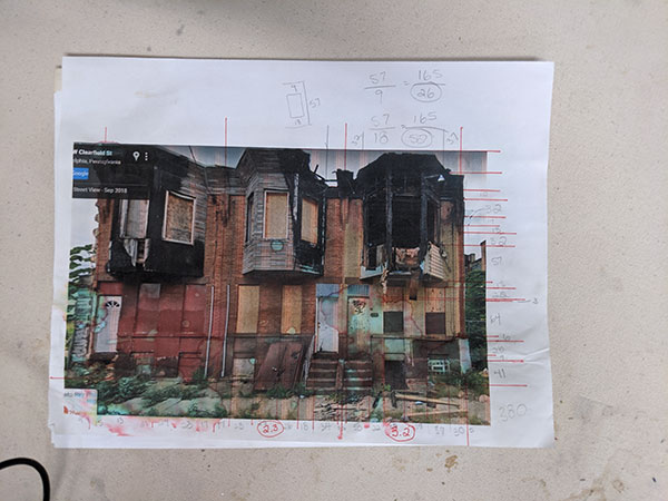 2 Printed image from Google Maps with measurements and scaling added by Slade.